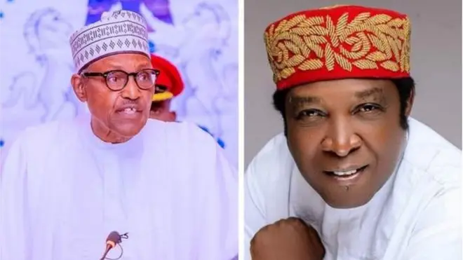 Collage photo of Buhari and Oyibo Chukwu