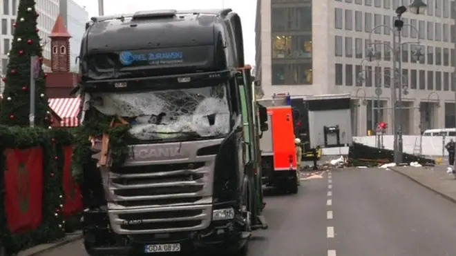 Грузовик, на котором было совершено нападение в Берлине