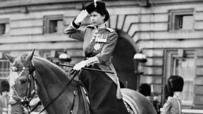 The Queen on a horse