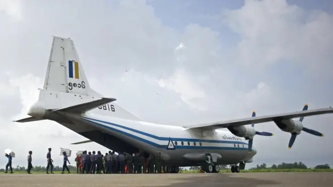 File photo of a Myanmar Air Force Y-8 aircraft, of the same type as the plane that is missing