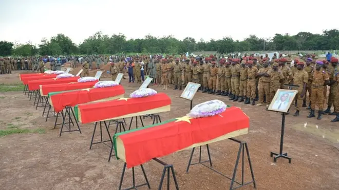 Une cérémonie funéraire de soldats tué au Burkina. (Photo d'archive)