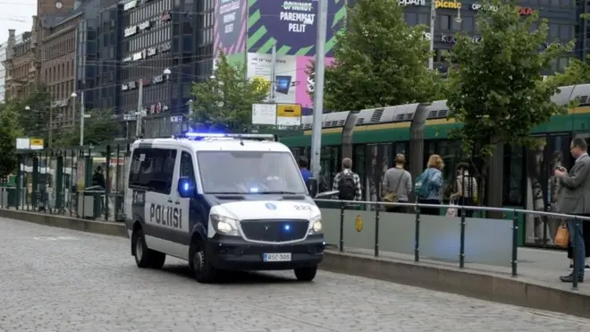 Finnish police patrol the streets after the incident