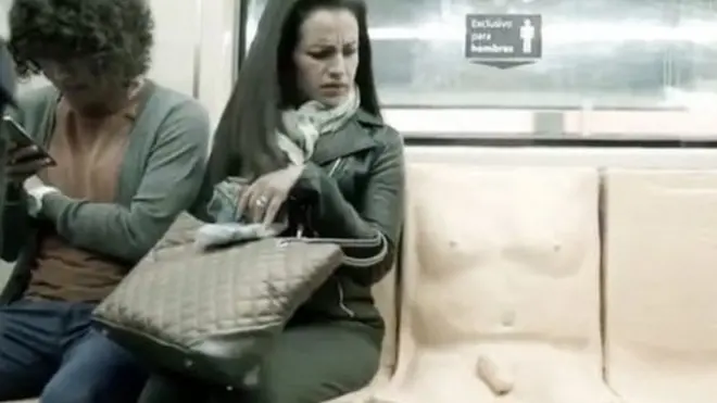 The so-called "penis seat" appeared in a viral video showing commuters on Mexico City's metro
