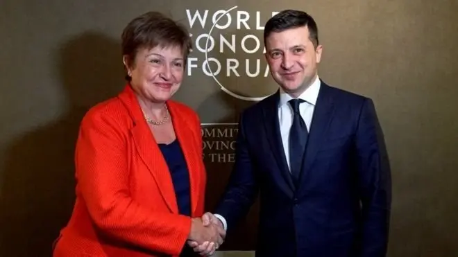 Володимир Зеленський та директорка МВФ Крісталіна Георгієва