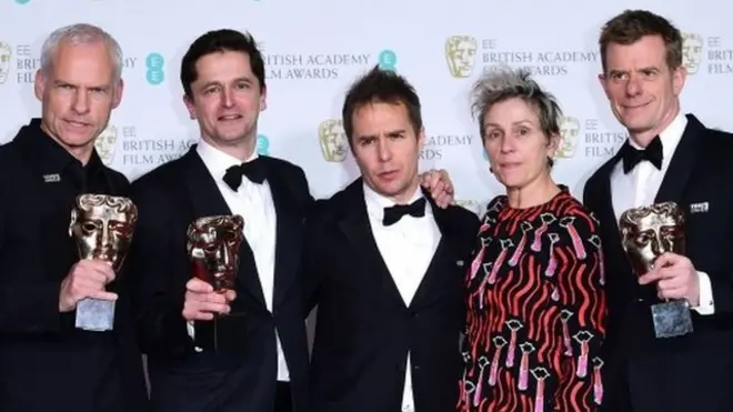 Equipe do filme 'Três Anúncios para um Crime' no Bafta