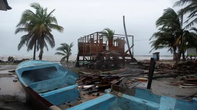 A damaged boat in Nicaragua