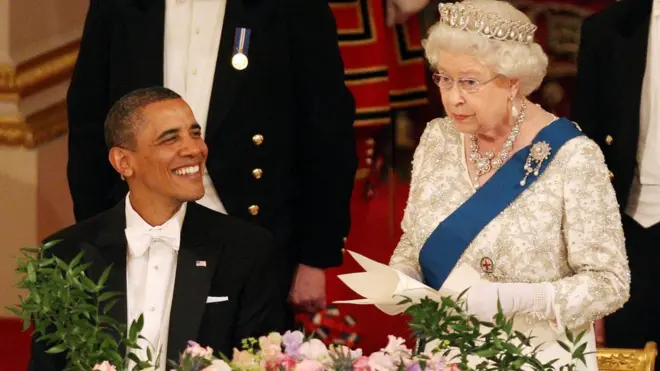 บารัค โอบามา และสมเด็จพระราชินีอังกฤษ