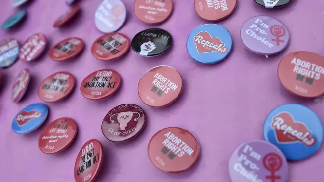 Foto: Arşiv (Kuzey İrlanda'da kürtaj hakkı savunucularının gösterisinden yaka iğneleri)