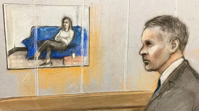 ريان غيغز يشاهد فيديو يحوي حوار كيت غريفيل مع الشرطة بينما كانت تشاهده هيئة المحلفين