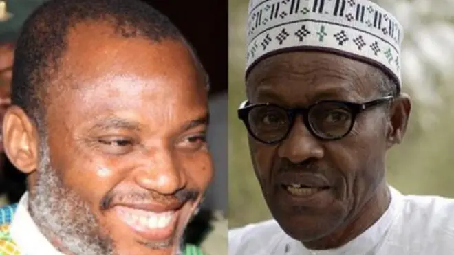 Aworan aarẹ Buhari ati Nnamdi Kanu