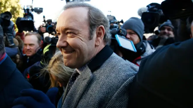 The courthouse was packed as Spacey arrived from his private plane