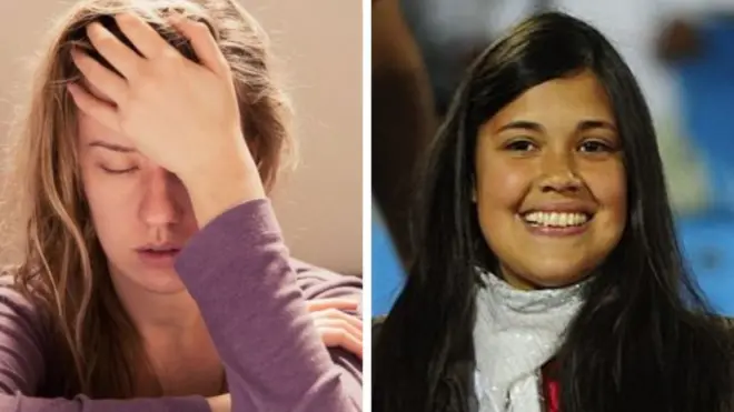 Stressed woman/Paraguayan happy woman