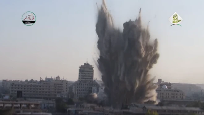 A rebel group posted a video online that showed an explosion from several different angles