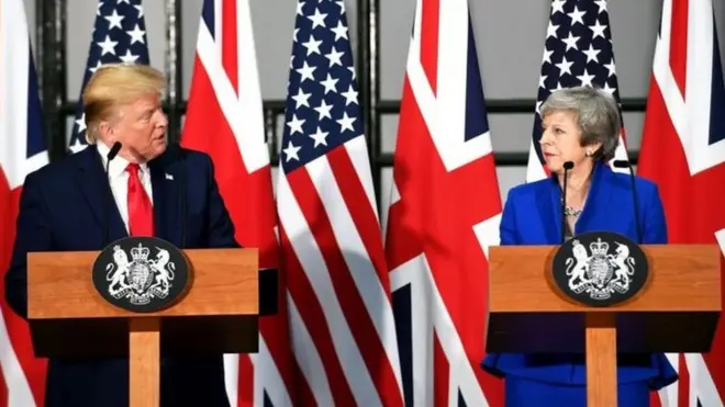 Konperensi pers Presiden Amerika Serikat Donald Trump dengan dengan Perdana Menteri Inggris Theresa May