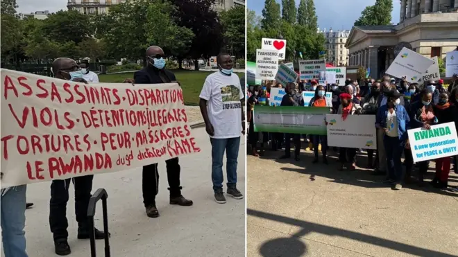 Abanyarwanda mu myigaragambyo itandukanye ku ruzinduko rwa Paul Kagame i Paris