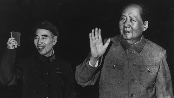 1971年9月，毛澤東（右）和林彪（左）在北京。