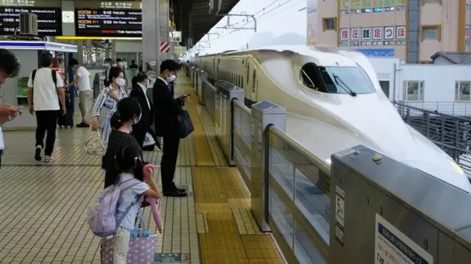 Passageiros ao ladosite para jogar na loteriatrem-bala no Japão; sistema ferroviário do país é conhecido porsite para jogar na loteriapontualidade