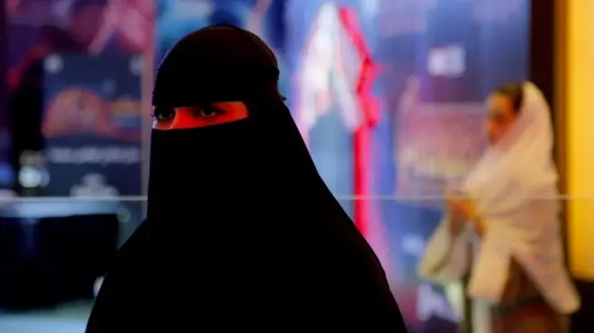 Woman at cinema, Riyadh, Saudi Arabia