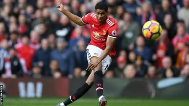 Marcus Rashford, l'auteur du doublé contre Liverpool.