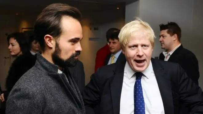 Evgeny Lebedev and Boris Johnson at the 2009 Evening Standard theatre awards