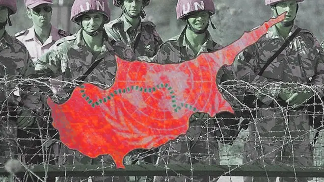 Composición con el mapa de Chipre