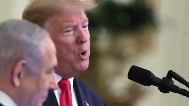 أعلن ترامب ونتنياهو تفاصيل عن خطته للسلام في الشرق الأوسط المعروفة إعلاميا بـ"صفقة القرن"