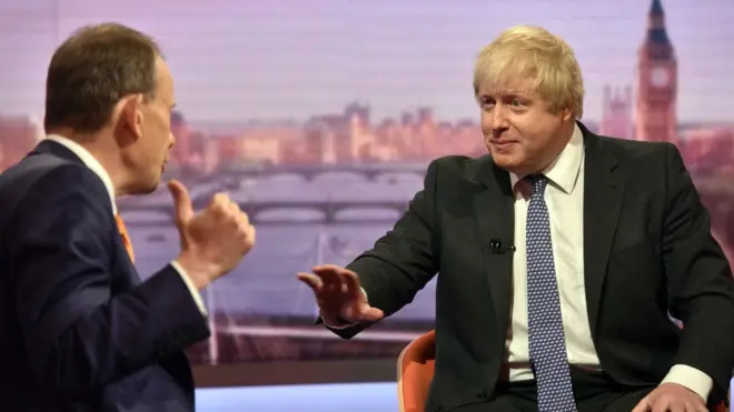 Bazar günü Boris Johnson BBC-nin Andrew Marr Show proqramının qonağı olub