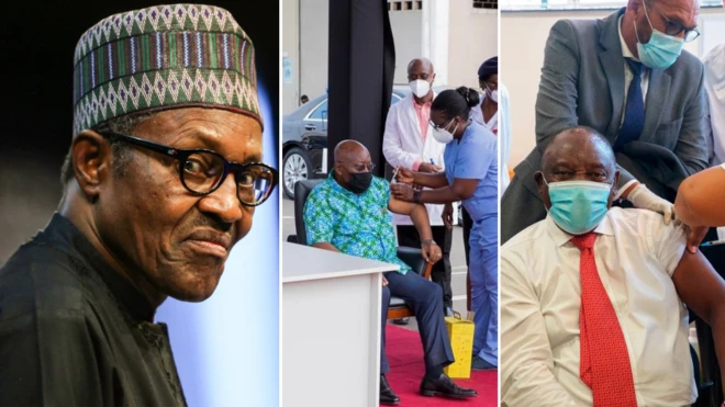 Africa presidents dey collect covid-19 vaccine
