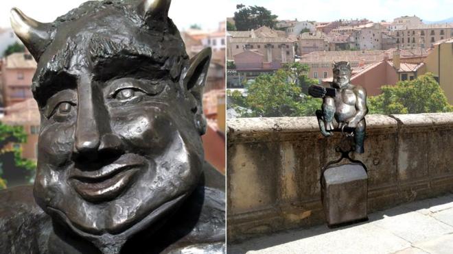Mock-up of the devil sculpture in Segovia