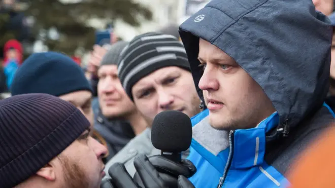 Игорь Востриков на акции в Кемерово