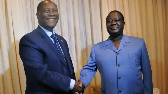 Le Président Alassane Ouattara et Henri Konan Bédié.