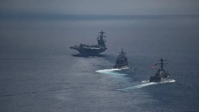 Toán tàu chiến Carl Vinson và các tàu chiến khác ở Ấn Độ Dương cuối tuần vừa qua