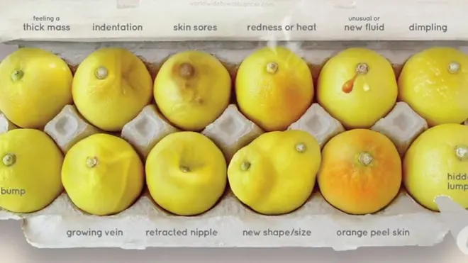 الليمون لشرح أعراض سرطان الثدي
