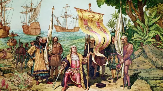 وصول كولومبوس إلى جزيرة سان سالفادور