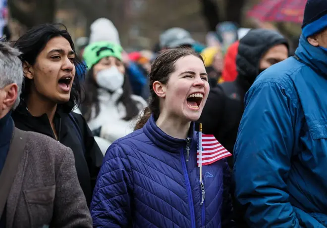 Protesta en contra de la administración Trump el pasado 12 de abril en Massachusetts.