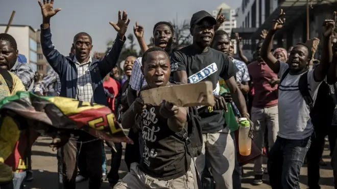 Police for Harare, Zimbabwe on Wednesday fire tear gas to pursue supporters of opposition party MDC Alliance.