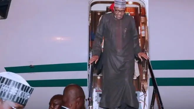 President Buhari say im dey in good condition
