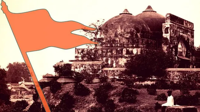 બાબરી મસ્જિદના વિવાદિત ઢાંચાની તસ્વીર