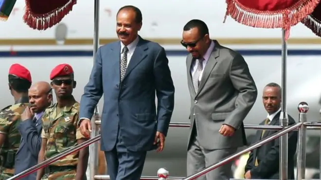 Bwana Afwerki aliwasili nchini Ethiopia siku ya Jumamosi -ikiwa ziara yake ya kwanza nchini humo baada ya miongo miwili