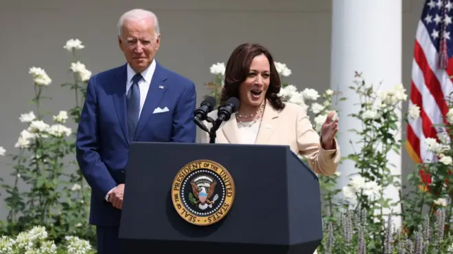 Bà Kamala Harris, Phó Tổng thống Mỹ, phát biểu tại Vườn Hồng, Nhà Trắng, Washington D.C. Mỹ hôm 26/7/2021