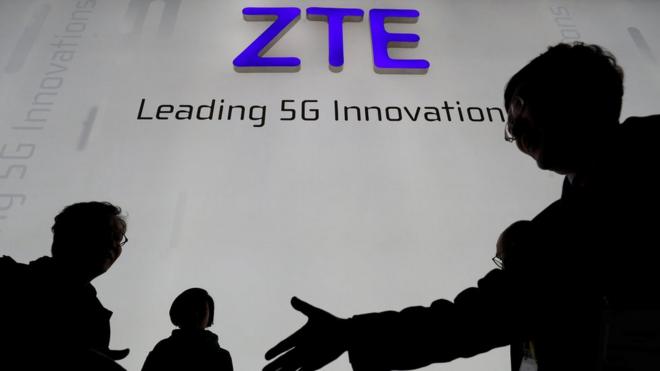 ZTE Corp booth at the Mobile World Congress in Barcelona, Spain, February 26,