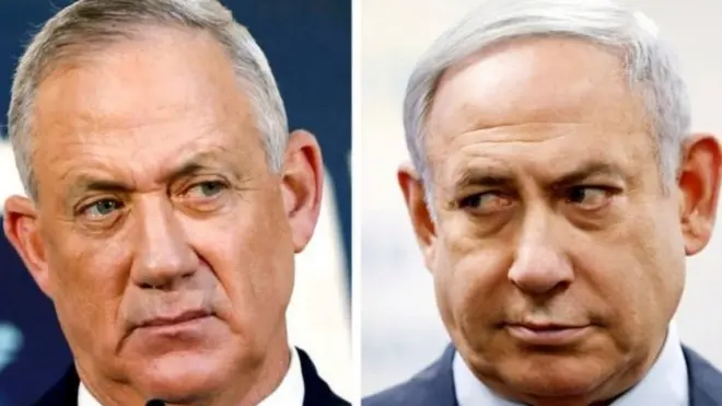 كان بيني غانتس (يسار)، يتوقع أن يتم تكليفه بتشكيل الحكومة قبل اللقاء مع الرئيس الإسرائيلي