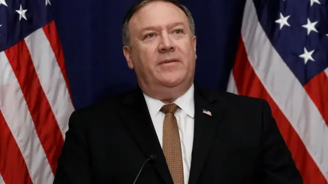 US Secretary of State Mike Pompeo speaks during a news conference f