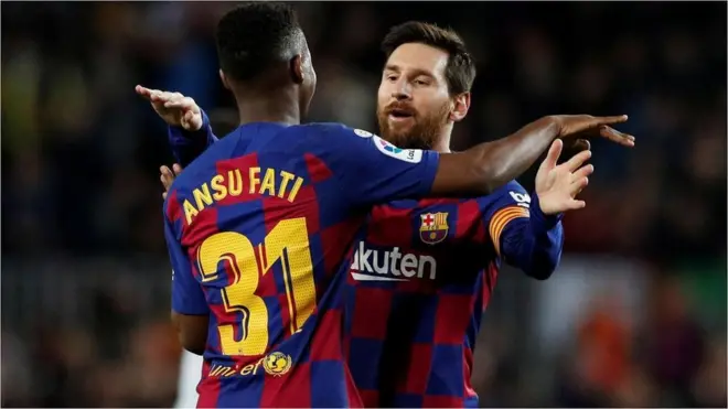 Ansu Fati et Lionel Messi, buteurs contre Leganes