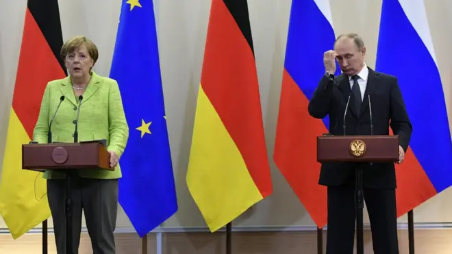 Владимир Путин и Ангела Меркель