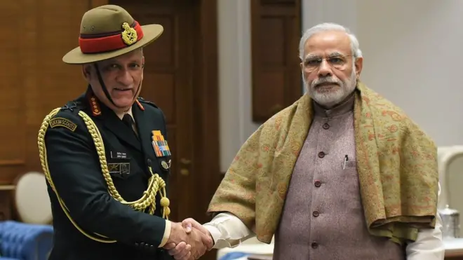 जनरल बिपिन रावत और नरेंद्र मोदी