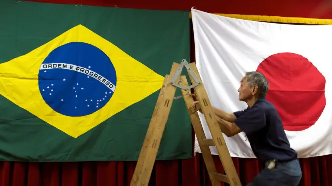 бразильский и японский флаги