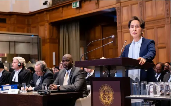 နိုင်ငံတကာ တရားရုံးမှာ မြန်မာဘက်က ချေပခဲ့တဲ့ ဒေါ်အောင်ဆန်းစုကြည်