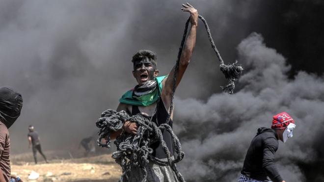 Palestinian protester in Gaza