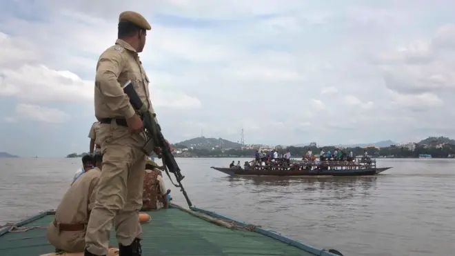 River Brahmaputra in Gauhati, India,